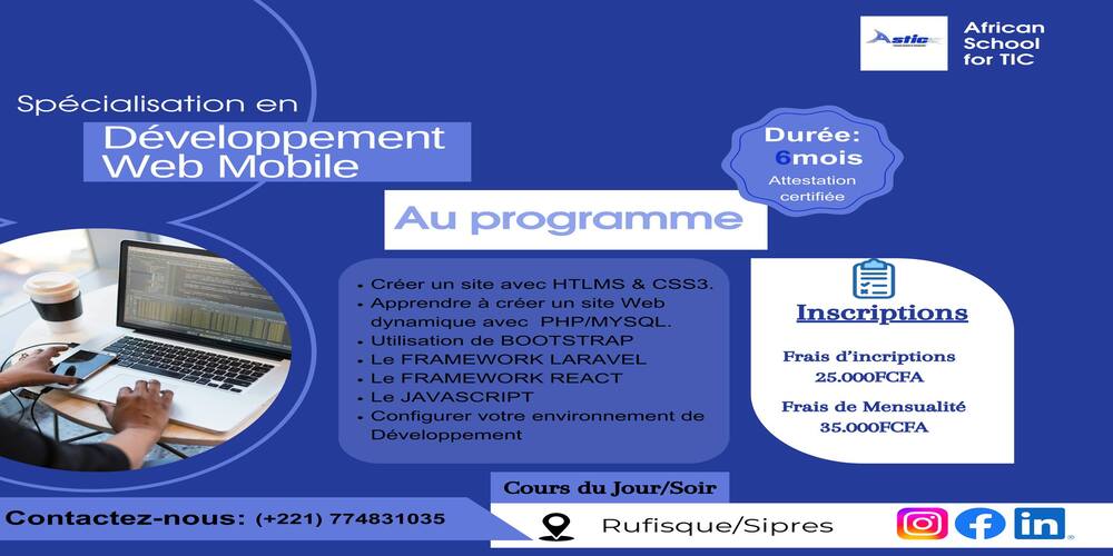 Deuxième Cohorte en Développement Web mobile